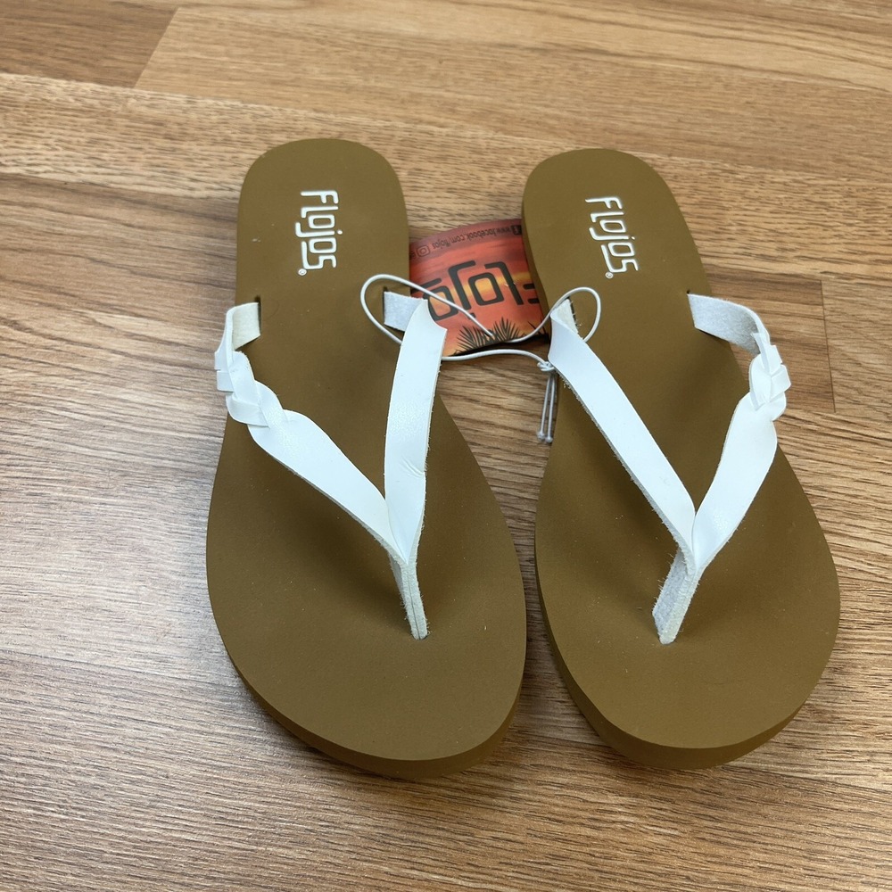 Flojos‎ Serenity Thongs Flip Flops White Size 6 Womens NEW